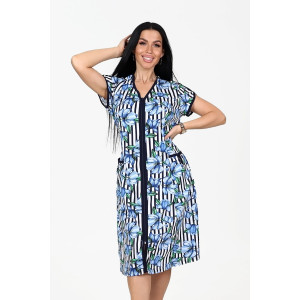 Халат женский 469/34 кулирка (р-ры: 48-62) синий-голубой-белый