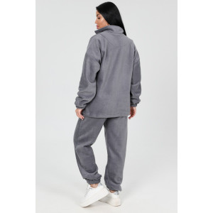 Костюм двойка женский "Анорак" КФл-2856 флис (р-ры: 46-60) т.серый