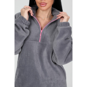 Костюм двойка женский "Анорак" КФл-2856 флис (р-ры: 46-60) т.серый