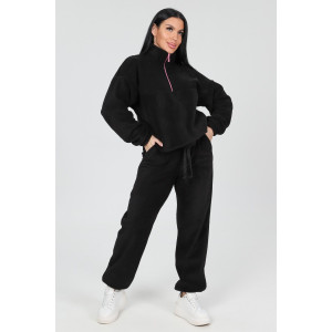 Костюм двойка женский "Анорак" КФл-2856 флис (р-ры: 46-60) черный