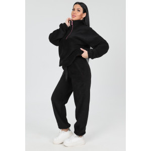 Костюм двойка женский "Анорак" КФл-2856 флис (р-ры: 46-60) черный