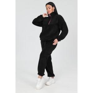 Костюм двойка женский "Анорак" КФл-2856 флис (р-ры: 46-60) черный