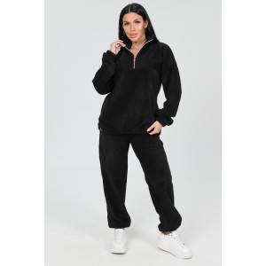 Костюм двойка женский "Анорак" КФл-2856 флис (р-ры: 46-60) черный