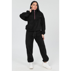Костюм двойка женский "Анорак" КФл-2856 флис (р-ры: 46-60) черный