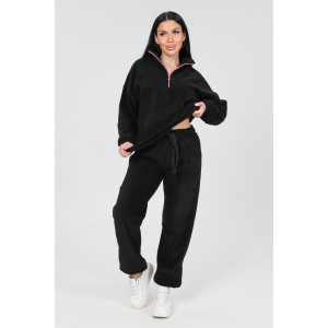 Костюм двойка женский "Анорак" КФл-2856 флис (р-ры: 46-60) черный