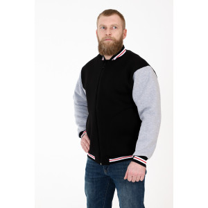 Бомбер мужской БФ-629 футер с начесом (р-ры: 46-56) черн.сер.