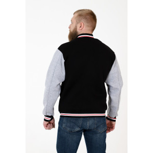 Бомбер мужской БФ-629 футер с начесом (р-ры: 46-56) черн.сер.