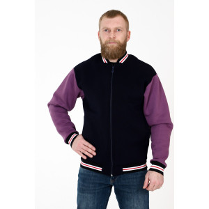 Бомбер мужской БФ-629 футер с начесом (р-ры: 46-56) син.слив.