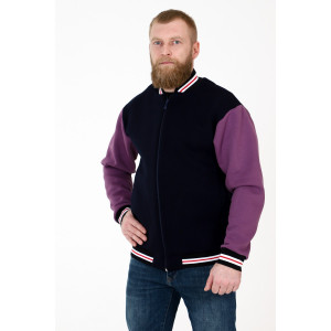 Бомбер мужской БФ-629 футер с начесом (р-ры: 46-56) син.слив.