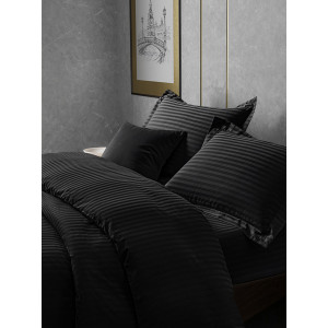 Постельное белье страйп-сатин на резинке "Черный" (последний размер) Семейн Постельное белье страйп-сатин на резинке "Черный" (последний размер) Семейн