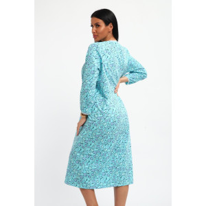 Сорочка женская М37 футер (р-ры: 46-60) листья на голубом новый