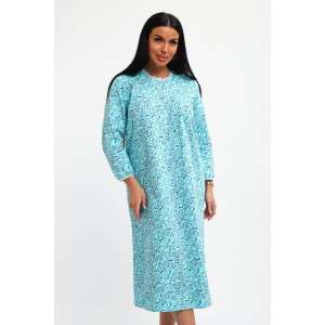 Сорочка женская М37 футер (р-ры: 46-60) листья на голубом новый