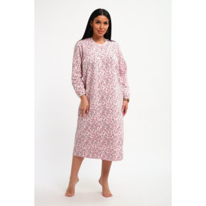 Сорочка женская М37 футер (р-ры: 46-60) листья на розовом новый