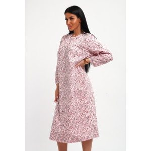 Сорочка женская М37 футер (р-ры: 46-60) листья на розовом новый