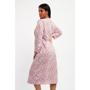 Сорочка женская М37 футер (р-ры: 46-60) листья на розовом новый