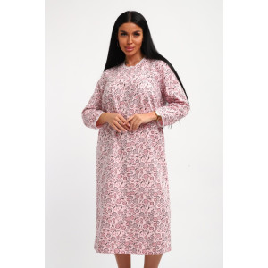 Сорочка женская М37 футер (р-ры: 46-60) листья на розовом новый