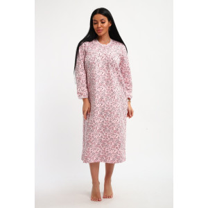 Сорочка женская М37 футер (р-ры: 46-60) листья на розовом новый