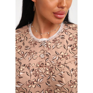 Сорочка женская М37 футер (р-ры: 46-60) цветы на какао новый