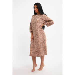 Сорочка женская М37 футер (р-ры: 46-60) цветы на какао новый