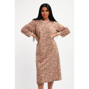 Сорочка женская М37 футер (р-ры: 46-60) цветы на какао новый