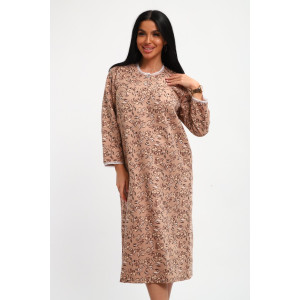 Сорочка женская М37 футер (р-ры: 46-60) цветы на какао новый