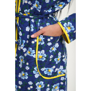 Халат женский М317 фланель (р-ры: 46-60) цветы на синем