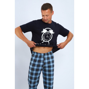 Костюм двойка мужской 813 "Будильник" кулирка (р-ры: 48-58) синий