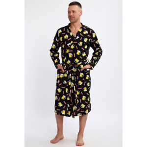 Халат мужской 804 "Пиво" кулирка (р-ры: 50-60) черный