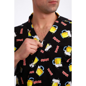 Халат мужской 804 "Пиво" кулирка (р-ры: 50-60) черный