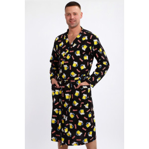 Халат мужской 804 "Пиво" кулирка (р-ры: 50-60) черный