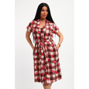 Пеньюар двойка женский 01068 хлопок (р-ры: 46-56) коричневый