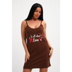 Пеньюар двойка женский 01068 хлопок (р-ры: 46-56) коричневый