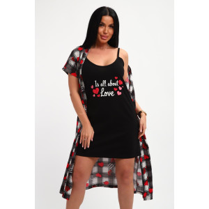 Пеньюар двойка женский 01068 хлопок (р-ры: 46-56) черный