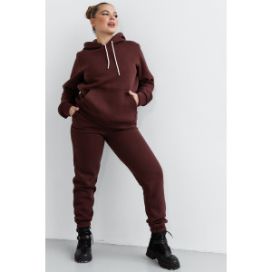 Костюм двойка женский КС-059ФРН/ШОК футер 3-нитка с начесом (р-ры: 44-58) шоколад