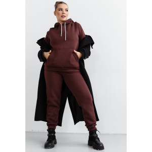 Костюм двойка женский КС-059ФРН/ШОК футер 3-нитка с начесом (р-ры: 44-58) шоколад