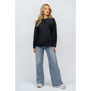 Свитшот женский 985 футер с лайкрой (р-ры: 44-58) черный винтаж