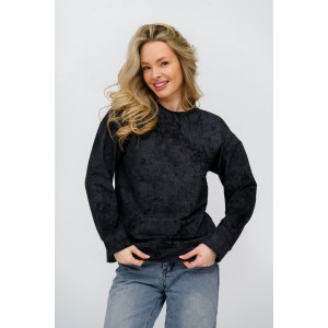 Свитшот женский 985 футер с лайкрой (р-ры: 44-58) черный винтаж