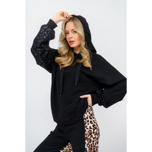 Худи женское 984 футер с лайкрой (р-ры: 44-54) черный