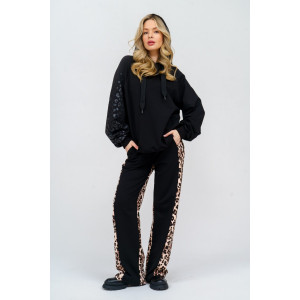 Худи женское 984 футер с лайкрой (р-ры: 44-54) черный