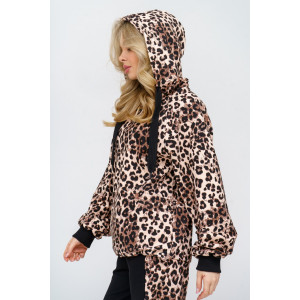 Худи женское 984 футер с лайкрой (р-ры: 44-54) леопард