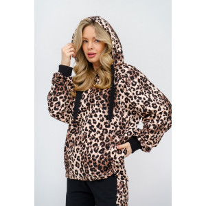 Худи женское 984 футер с лайкрой (р-ры: 44-54) леопард