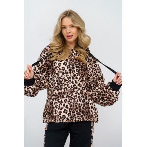 Худи женское 984 футер с лайкрой (р-ры: 44-54) леопард