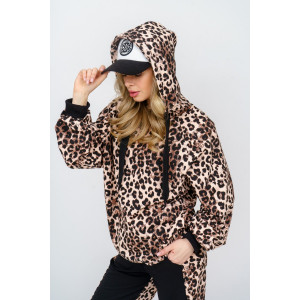 Худи женское 984 футер с лайкрой (р-ры: 44-54) леопард