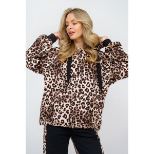 Худи женское 984 футер с лайкрой (р-ры: 44-54) леопард