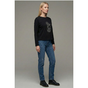 Лонгслив женский Ч 10638 трикотажное полотно (р-ры: 42-64) черный