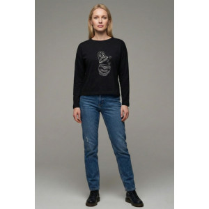 Лонгслив женский Ч 10638 трикотажное полотно (р-ры: 42-64) черный