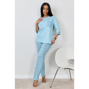 Пижама женская "Юля" 1328-4 кулирка (р-ры: 46-60) небесный