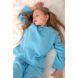 Пижама детская "Стеша" КД-13 футер с начёсом (р-ры: 116-134) голубой Пижама детская "Стеша" КД-13 футер с начёсом (р-ры: 116-134) голубой