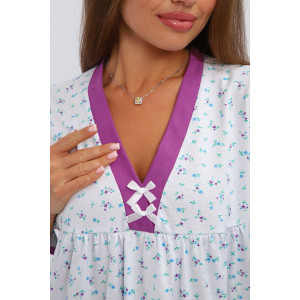 Сорочка женская №237.1 кулирка (р-ры: 52-62) белый-фиолетовый