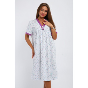 Сорочка женская №237.1 кулирка (р-ры: 52-62) белый-фиолетовый